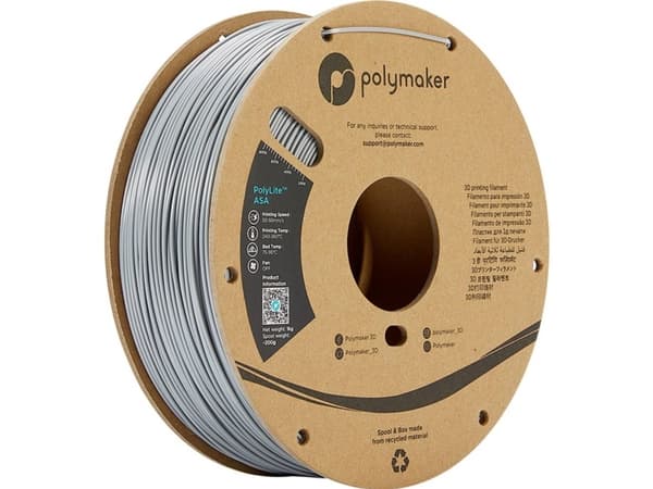 Polymaker PF01003 PolyLite Filament ASA UV-bestandig, vejrbestandig, Varmebestandig 1.75 mm 1000 g Grå 1 stk