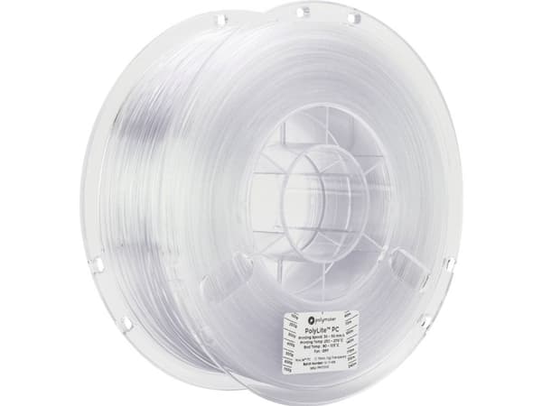 Polymaker PC01001 PolyLite Filament PC høj grad af stivhed, Varmebestandig 1.75 mm 1000 g Transparent 1 stk