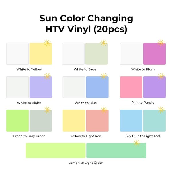 xTool Sun Color Changing Heat Transfer Vinyl (20pc