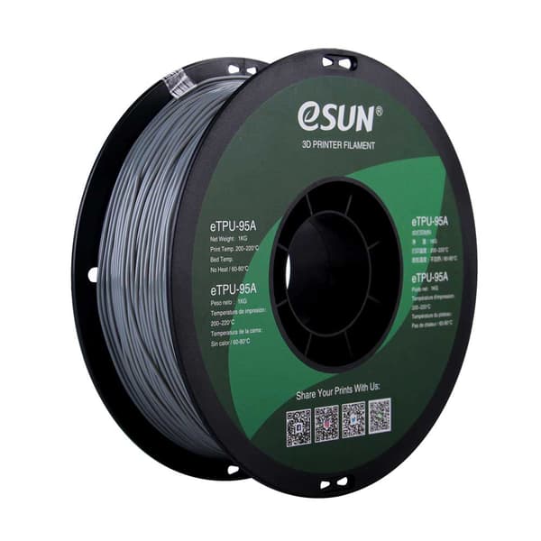 Filament eSUN 1kg TPU 1,75mm för 3D-skrivare grå