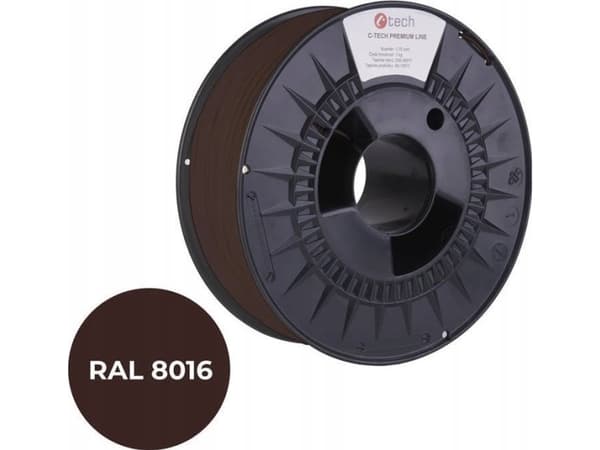 C-Tech C-TECH Trycksträng (filament) PREMIUM LINE, PLA, mahognybrun, RAL8016, 1,75mm, 1kg