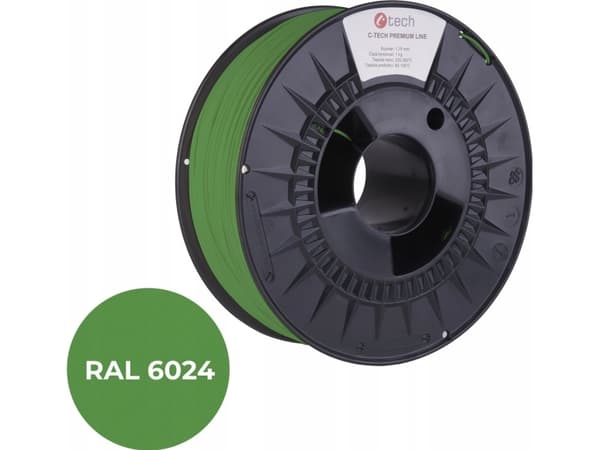 C-Tech C-TECH Trykkstreng (filament) PREMIUM LINE, PLA, trafikkgrønn, RAL6024, 1,75 mm, 1 kg