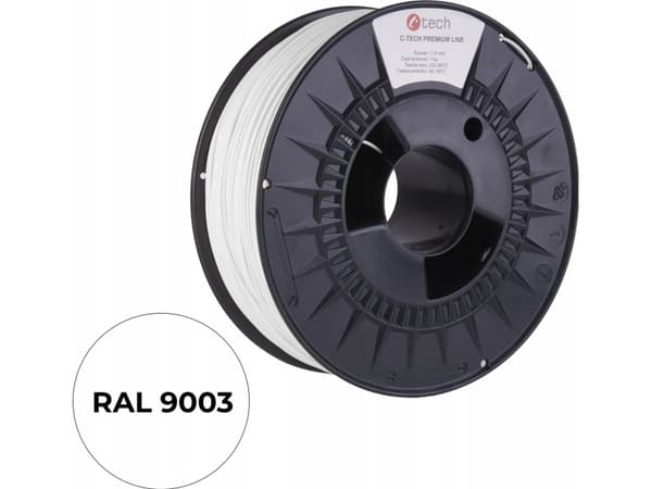 C-Tech C-TECH Trykkstreng (filament) PREMIUM LINE, ASA, transporthvit, RAL9003, 1,75 mm, 1 kg