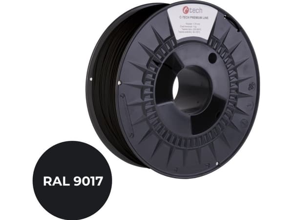 C-Tech C-TECH Trykkstreng (filament) PREMIUM LINE, ASA, transport sort, RAL9017, 1,75 mm, 1 kg