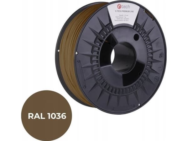 C-Tech C-TECH Tulostusnaru (filamentti) PREMIUM LINE, PETG, helmiäiskulta, RAL1036, 1,75mm, 1kg