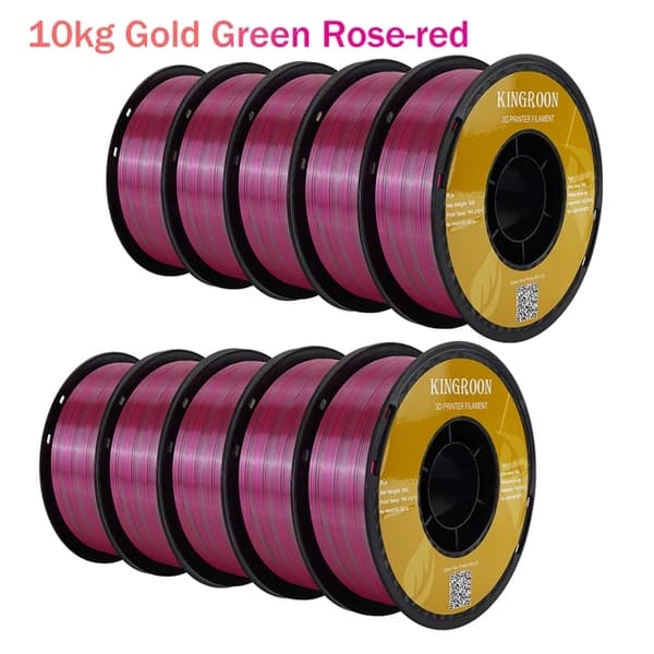 3D Printer Filament, Tri-Color Silk PLA, 175mm Diameter, Speciel Farve, Guld Grøn Rose-rød