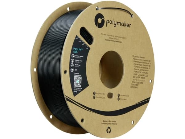 Polymaker PF01044 Filament ASA UV-bestandig, vejrbestandig, Varmebestandig, slagfast 1.75 mm 1000 g Kulsort PolyLite™ 1 stk