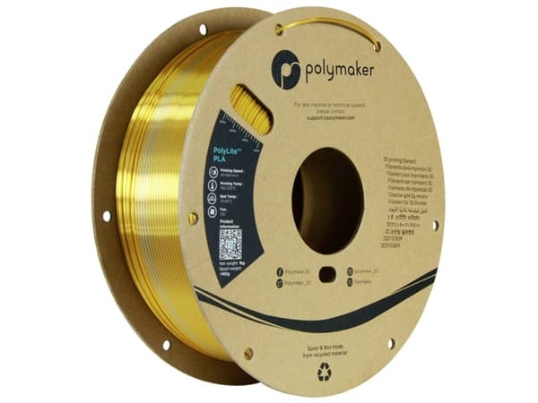 Polymaker PA03027 Dual Silk Filament PLA-silke Flerfarvet, Glinsende 1.75 mm 1000 g Crown, Guld, Sølv PolyLite™ 1 stk
