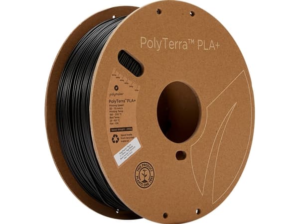 Polymaker PM70945 Regular Filament PLA+ med lavere kunststofindhold, høj grad af stivhed 1.75 mm 1000 g Sort PolyTerra™ 1 stk