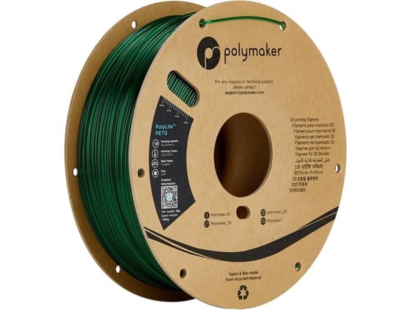 Polymaker PB01033 Filament PETG Värmebeständig, hög draghållfasthet 1,75 mm 1000 g Grön (genomskinlig) PolyLite™ 1 st