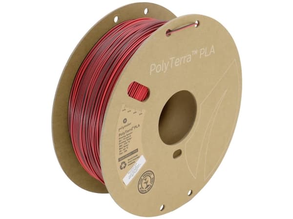 Polymaker PA04022 Dual Filament PLA muovia pienempi muovipitoisuus, Mat 1,75 mm 1000 g Shadow Red, Black, Red PolyTerra™ 1 kpl