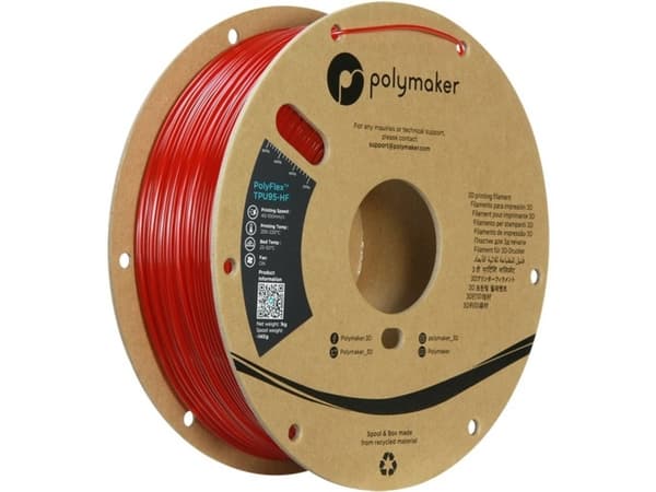 Polymaker PD03007 TPU95-HF Filamentti TPU, Joustava filamentti Joustava, HighSpeed-filamentti, UV-kestävä 1,75 mm 1000 g Red PolyFlex™ 1 kpl