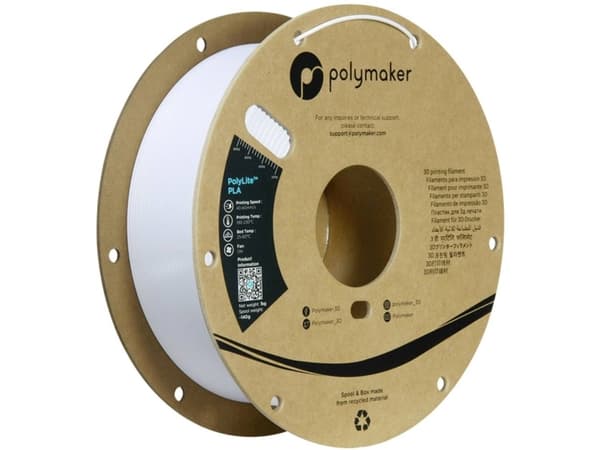 Polymaker PA02096 Filamentti PLA-muovi korkea jäykkyys, korkea vetolujuus 1,75 mm 1000 g Cool white PolyLite™ 1 kpl