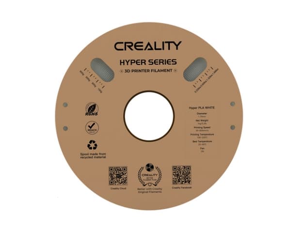 Creality 3D 3301010335. Trykkmateriale: Polyactic acid (PLA), Trykkfarger: Hvit, Merkekompatibilitet: Creality 3D. Vekt: 1 kg, diameter: 1,75 mm. Ant