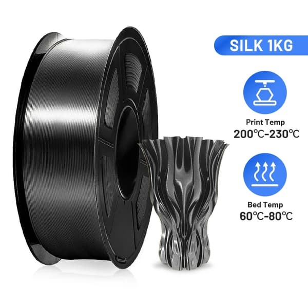 3D-tulostuslanka, Silkki-efekti, 1KG Print-rite, MUSTA SILKKI