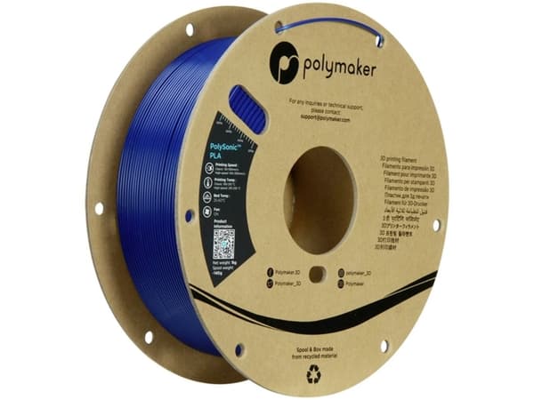 Polymaker PA12004 Filament Polymaker PolySonic™ PLA blue High Speed PLA / 1.75 mm / 1kg Filament PLA-plast HighSpeed filament 1.75 mm 1000 g Blå Poly