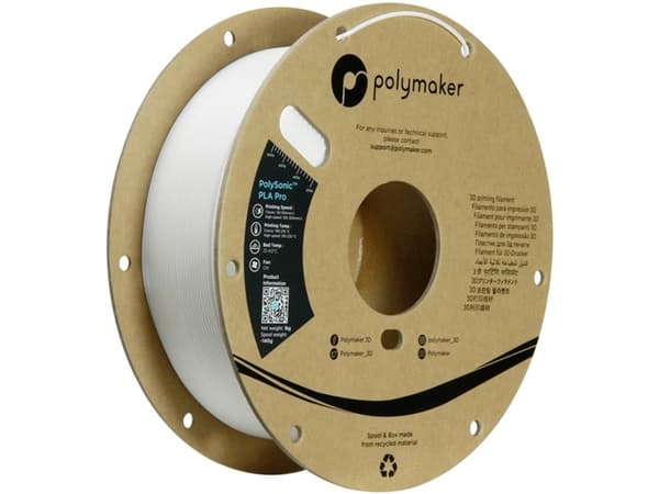 Polymaker PA13001 Filament PLA+ HighSpeed filament, slaggfast 1,75 mm 1000 g Hvid PolySonic™ 1 stk