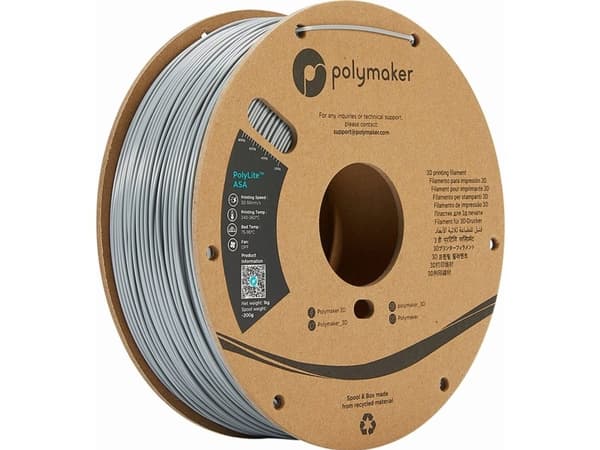 Polymaker PF01023 Grey Filament ASA UV-bestandig, vejrbestandig, Varmebestandig, slagfast 1.75 mm 3000 g Grå PolyLite™ 1 stk