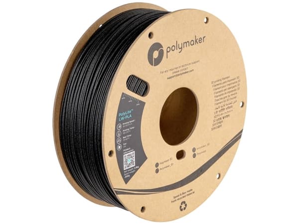 Polymaker PA08001 Filament LW-PLA Mat, Lav massefylde 1.75 mm 800 g Sort PolyLite™ 1 stk