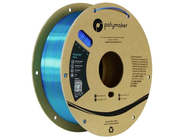 Polymaker PA03025 Dual Silk Filament PLA-silke Flerfarvet, Glinsende 1.75 mm 1000 g Caribbean, Blå , Grøn PolyLite™ 1 stk