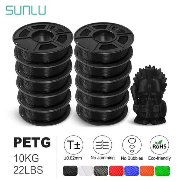 PETG 3D-tulostinmateriaali, halkaisija 1,75MM, nolla kuplia, paino 10KG,PETG MUSTA 10KG
