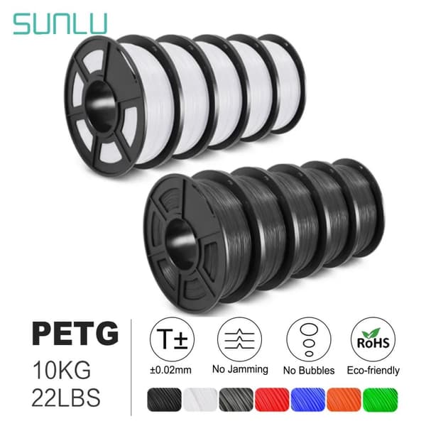 PETG 3D-printer filament, 1,75MM diameter, nul bobler, 10KG vægt,PETG SORT 10KG