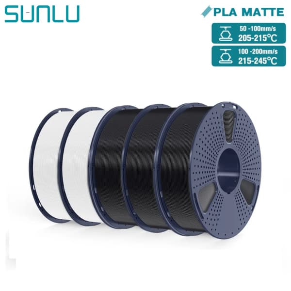 PLA Matt Filament, 1,75mm Diameter, 205-215℃ Utskriftstemperatur,Matte 3BK 2WT