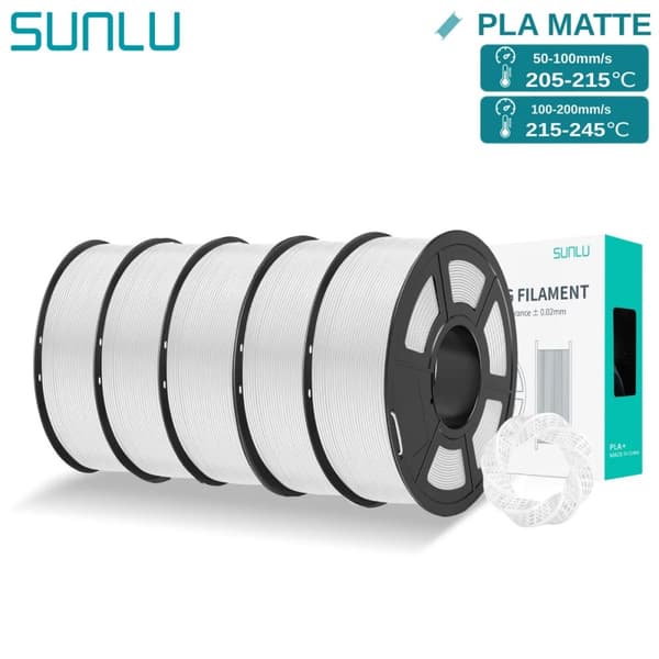 PLA Matt Filament, 1,75mm Diameter, 205-215℃ Utskriftstemperatur,Matte 3BK 2WT