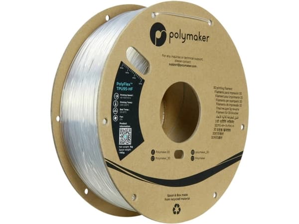 Polymaker PD03003 TPU95-HF Filament TPU, Fleksibelt glødetråd Fleksibel, HighSpeed filament, UV-bestandig 1.75 mm 1000 g Klar PolyFlex™ 1 stk