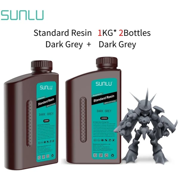 <SUNLU 2KG Standardihartsi, Korkea tarkkuus, Nopea kovettumisaika>,2KG Tummanharmaa