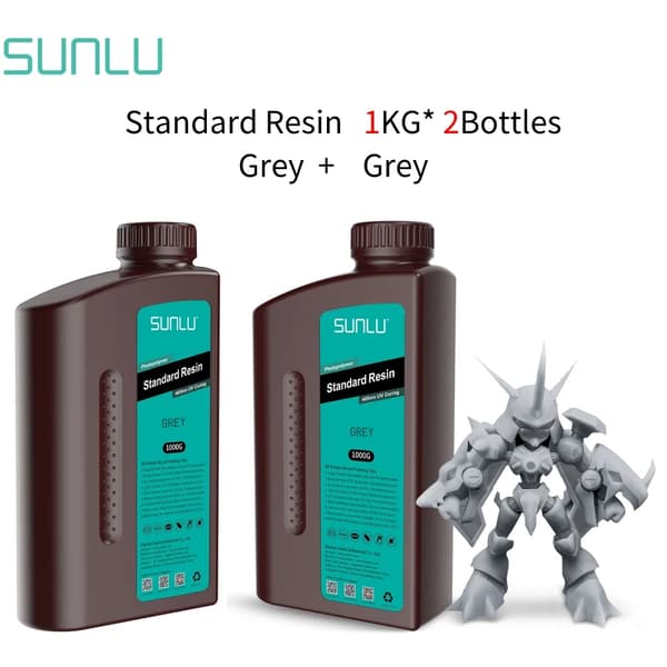<SUNLU 2KG Standardihartsi, Korkea tarkkuus, Nopea kovettumisaika>,2KG Tummanharmaa