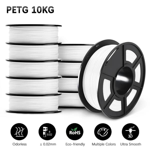 <SUNLU PETG 3D Filament, 1,75 mm Diameter, 1 kg Vikt, Exceptionell Hållfasthet>,PETG Klar 10