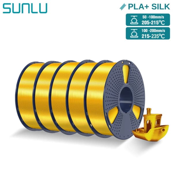 <SUNLU Silk PLA Plus -filamentti, 1,75 mm halkaisija, 30-60 mm/s tulostusnopeus,5KG Silkki Hopea