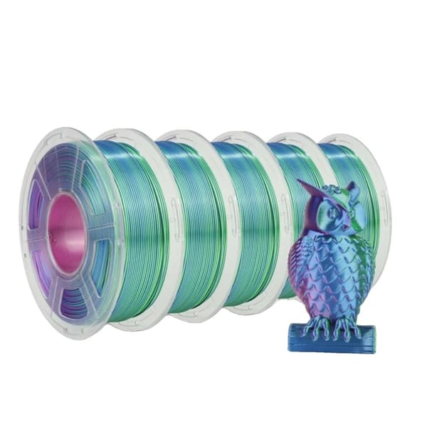 SUNLU PLA+ Silk Rainbow 3D -filamentti, 1KG paino, 1.75mm halkaisija>,5 kpl silkkiä BK GD 5Pcs Silk BL GN PE