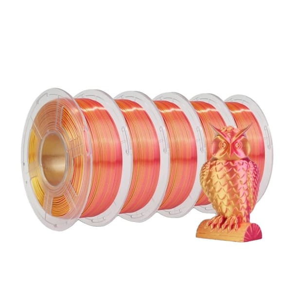 SUNLU PLA+ Silk Rainbow 3D Filament, 1KG Vægt, 1,75mm Diameter,5 stk. silke BK GD