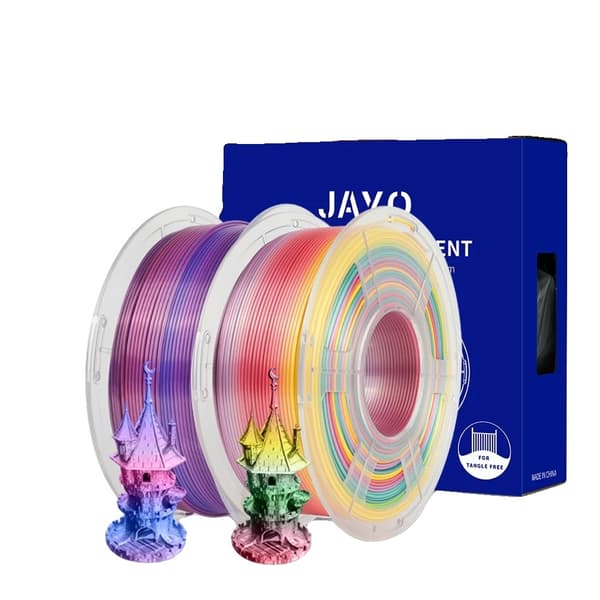 JAYO Silk PLA -filamentti, 1,75 mm halkaisija, ympäristöystävällinen ja korkealuokkainen kestävyys,SILK Sateenkaariväri02