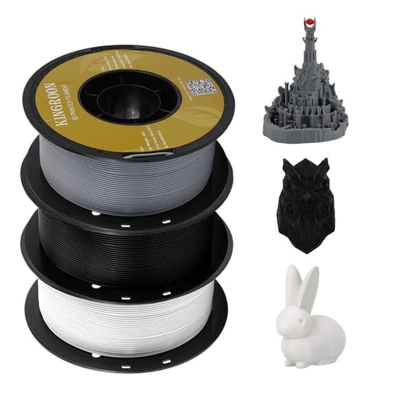 3D-printer filament, PLA-material, 1 kg, 1,75 mm diameter,5KG MIX Black white grey