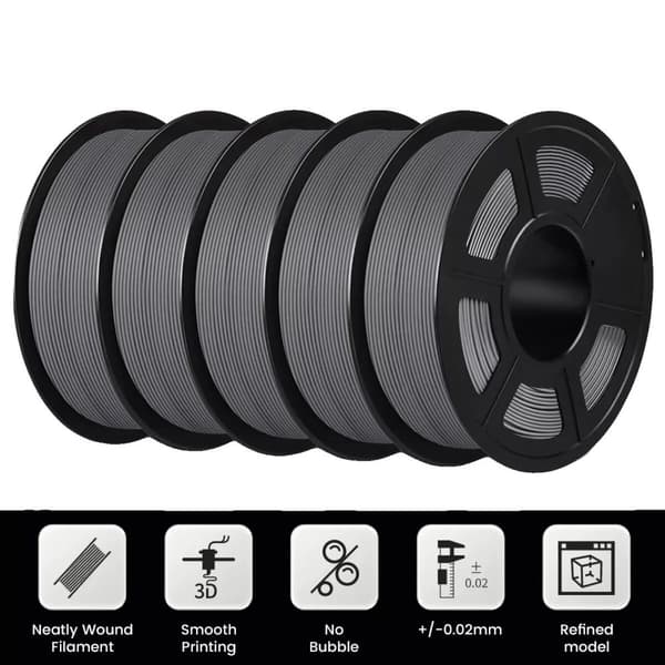 PLA Matte Filament, 1,75 mm Diameter, Miljøvenligt Materiale,MATTE Grå 5Rulle