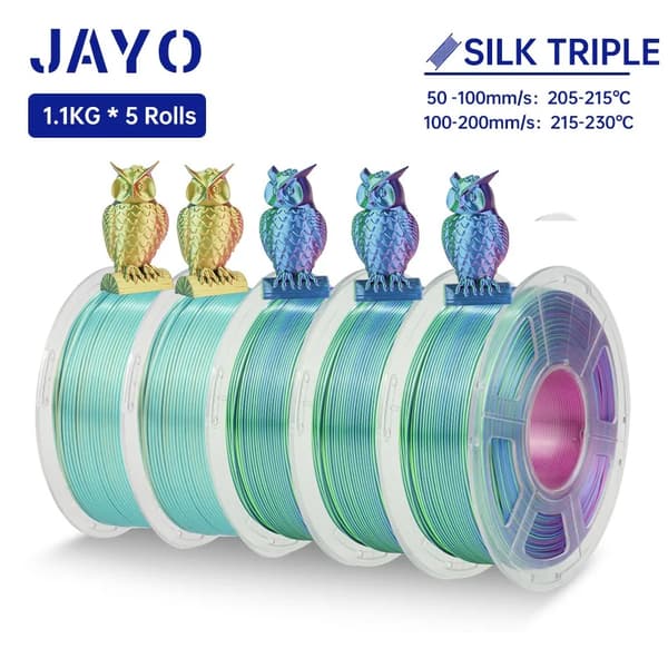 JAYO Sateenkaari 3D-tulostinlanka, kaksiväriset vaihtoehdot, 1,75 mm halkaisija,SILKDC Mix-5 5kpl
