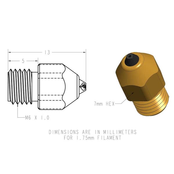 Diamondback Mk8 3d-printerdyse 0.8 Mm