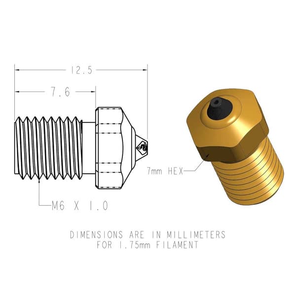 Diamondback V6 3d-printerdyse 0.4 Mm