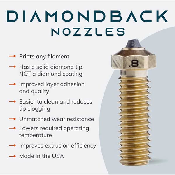 Diamondback Volcano 3d-printerdyse 0.8 Mm