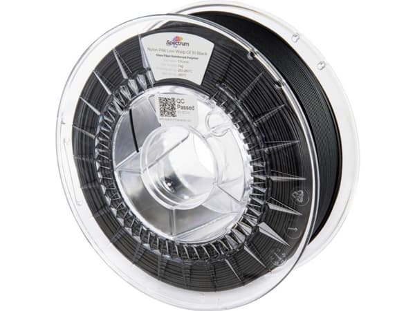 Spectrum Filaments 80741 PA6 Low Warp GF30 Filament PA6-GF Glasfiberförstärkt, värmebeständig, kemikaliebeständig, Matt 1,75 mm 1000 g Svart 1 st