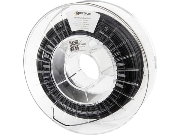 Spectrum Filaments 80584 PA6 CF15 Filament PA6, PA6-CF15 (carbon) Kolfiberförstärkt, Matt, Slagtålig, Värmebeständig 1,75 mm 750 g Svart 1 st