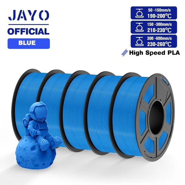 JAYO PLA Filament, 1,75 mm Diameter, Højhastighedsprint, Temperaturinterval 190-260°C,HSPLA Blå 5stk