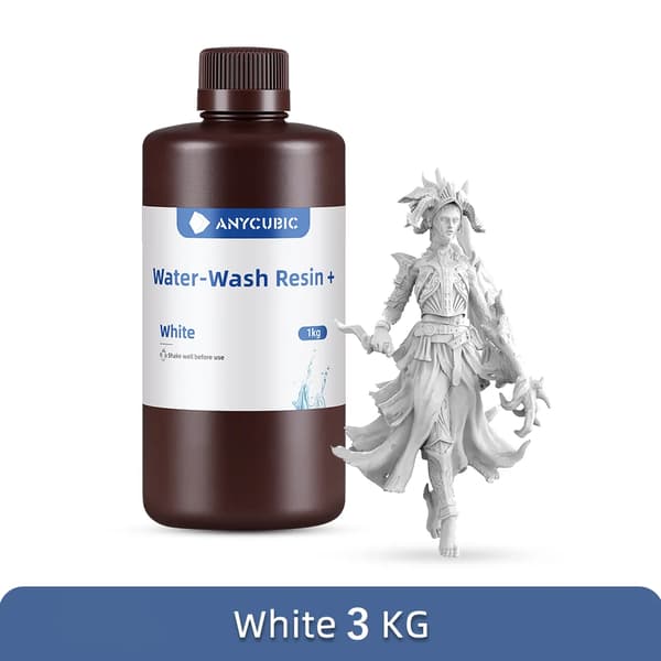 ANYCUBIC 3D-tulostusharts, vesipesu kirkas, UV-harts HD-harmaa,Vesipesu Valkoinen 3kg
