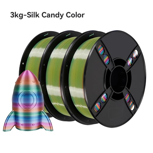 Silk PLA Regnbåge 3D-skrivarfilament, 5 kg Silk Candy, 5 kg Silk Forest,3 kg Silkesgodis