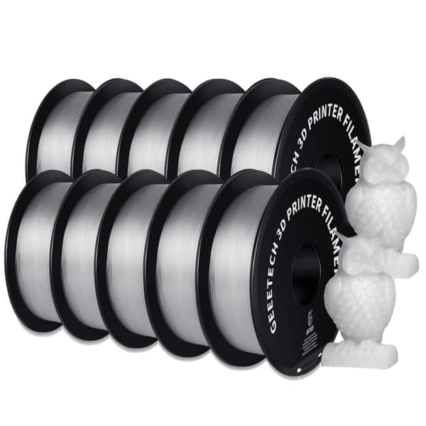 Geeetech PETG -filamentti, 10 kg kestävä materiaali, 1,75 mm halkaisija, alhainen kutistuminen,Läpinäkyvä