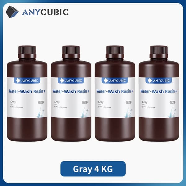 ANYCUBIC Vesi-pesun hartsia, Kirkas 2 KG, Yhteensopiva LCD-tulostimien kanssa,Harmaa 4 kg