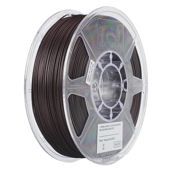 3D Filament, 1,75MM Diameter, 1KG PETG Kolfiber,Svartröd